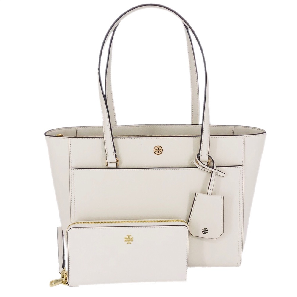 2PCS Tory Burch Robinson Small Tote Wallet Set